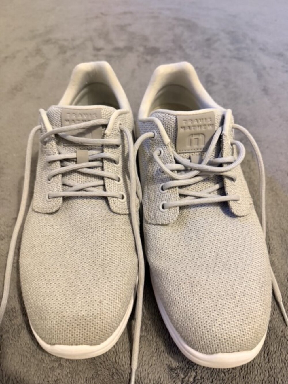 Travis Mathew The Daily Sneakers Mens 11 Light Gray White Knit